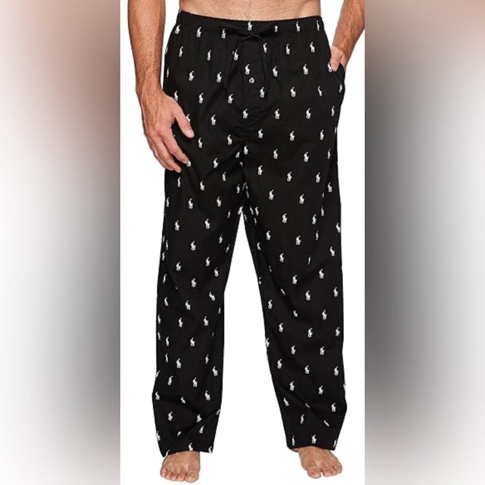 Polo Ralph Lauren Black Lounge Pants with White Logo. XL (40 X 42) 100% Cotton.
